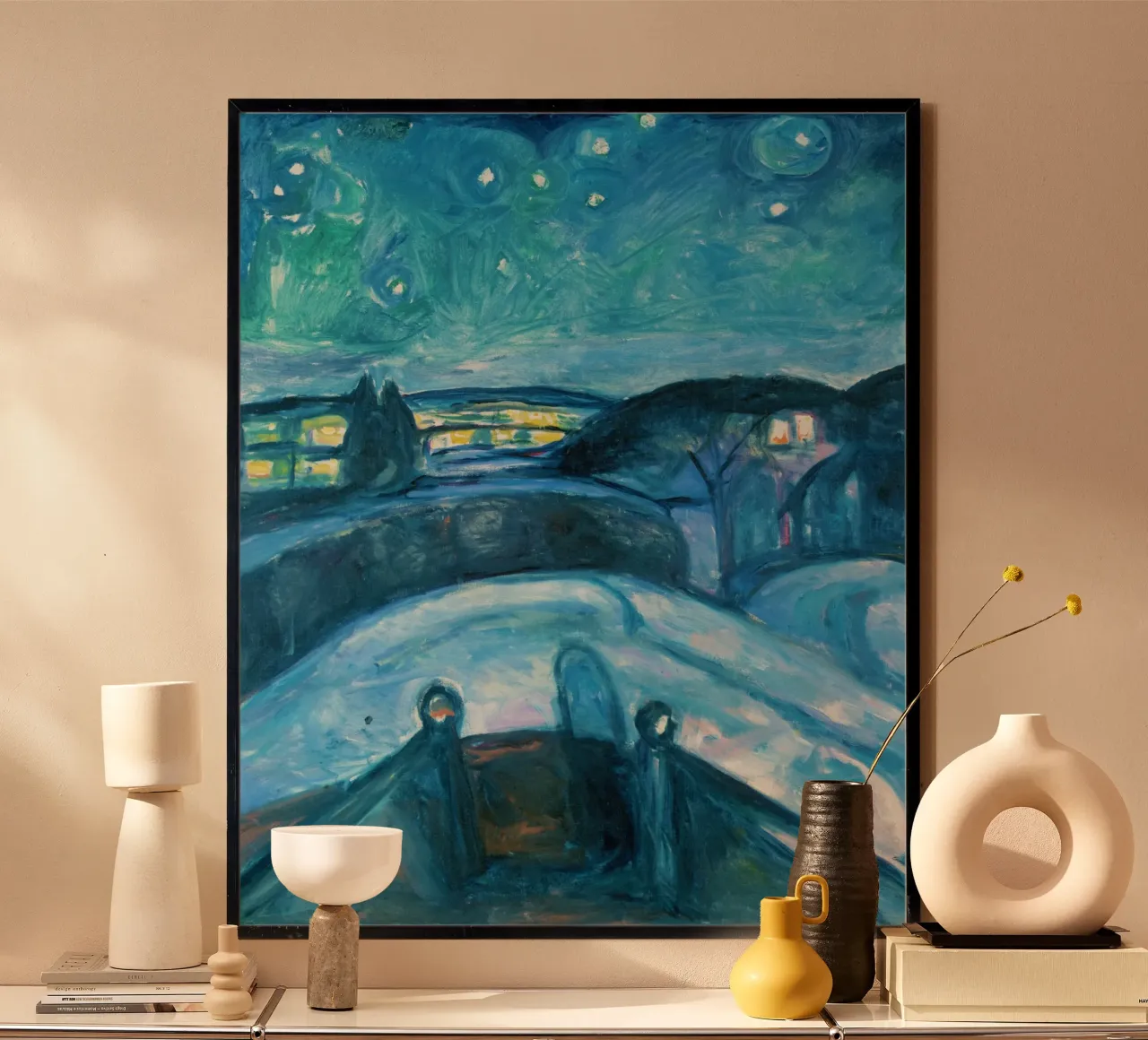 Notte stellata (1893) - Edvard Munch poster con telaio in alluminio da Venus Art