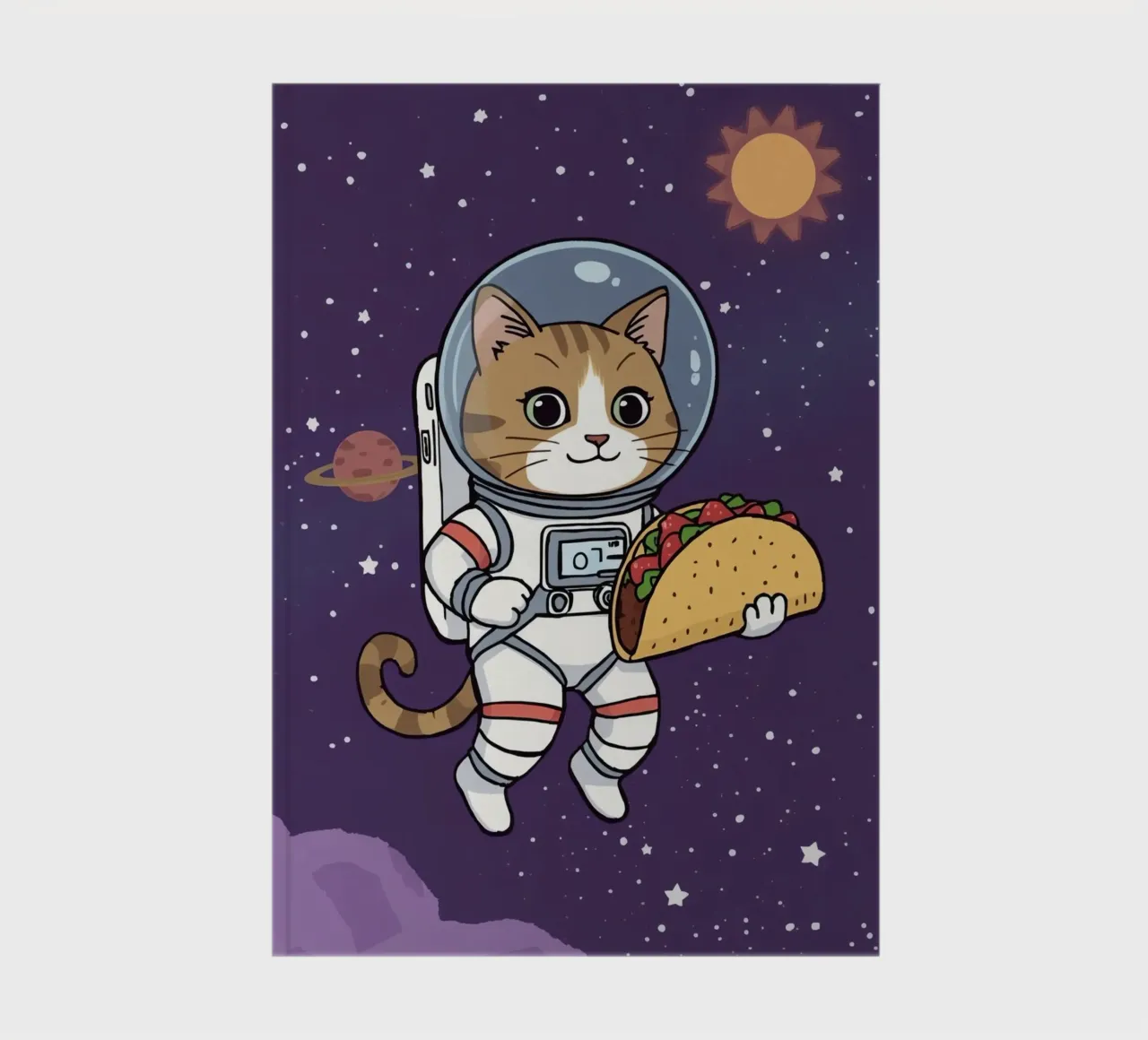 Astronaut Cat Eating Taco in Space notebook by DesignDoodle