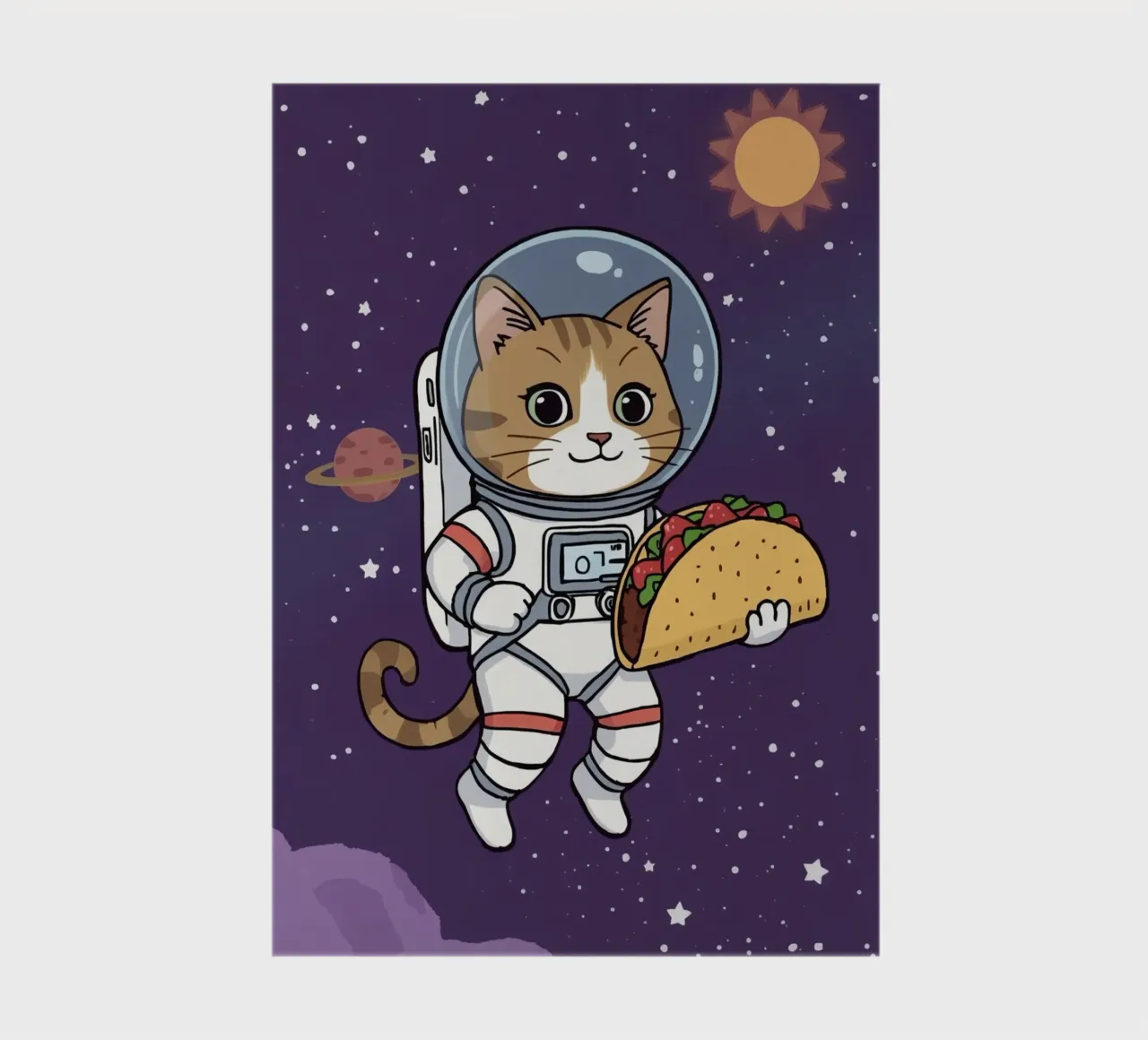 Astronaut Cat Eating Taco in Space notebook by DesignDoodle