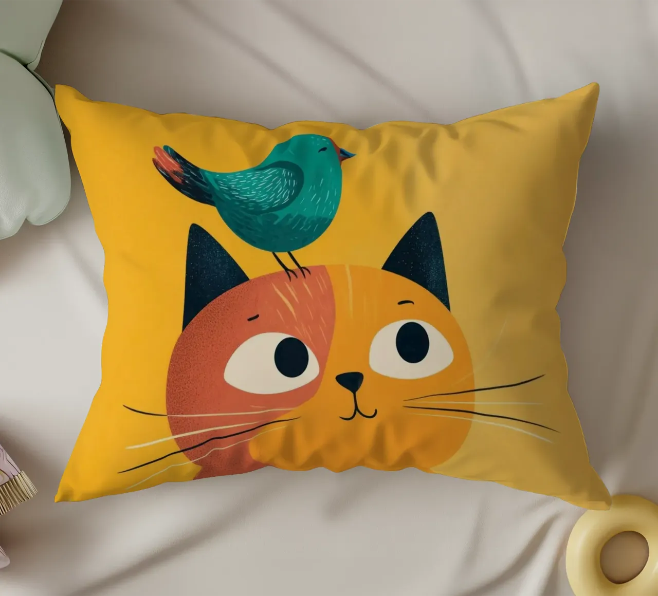 Bird on My Head decorative cushion by Kiara
