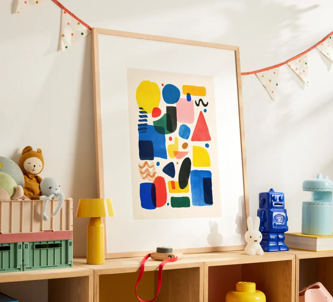 Colorful Shapes poster con telaio in plastica da Kiara