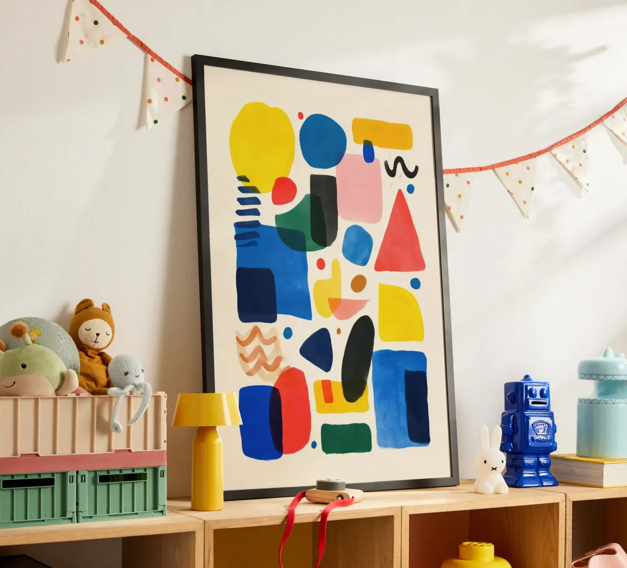 Colorful Shapes poster con telaio in plastica da Kiara
