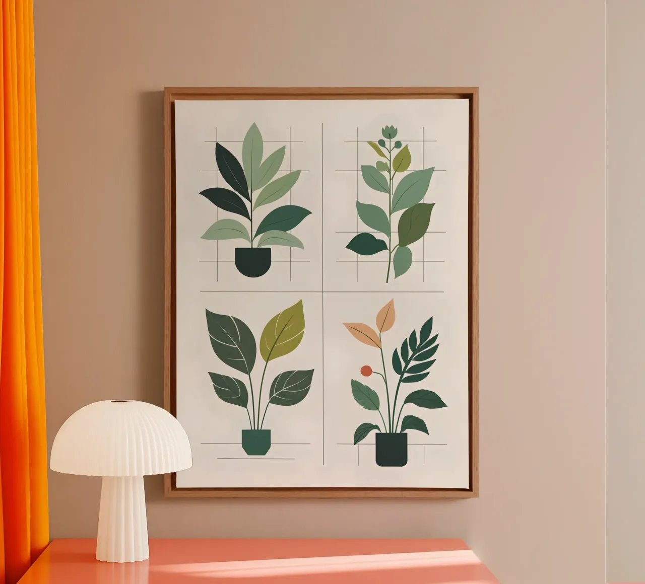 Botanisch raster canvas met Baklijst van The Green Room