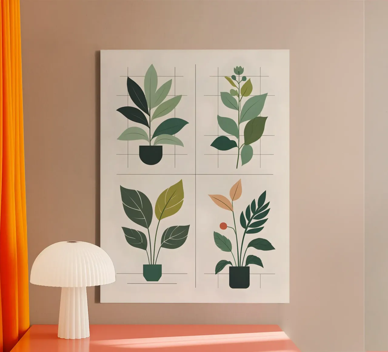 Botanisch raster canvas met Baklijst van The Green Room