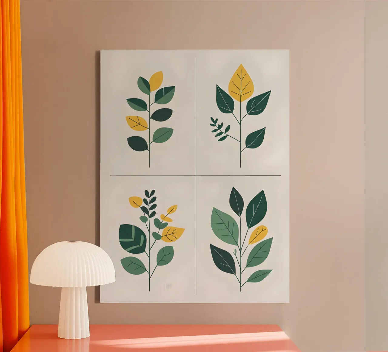 Botanisch raster canvas met Baklijst van The Green Room