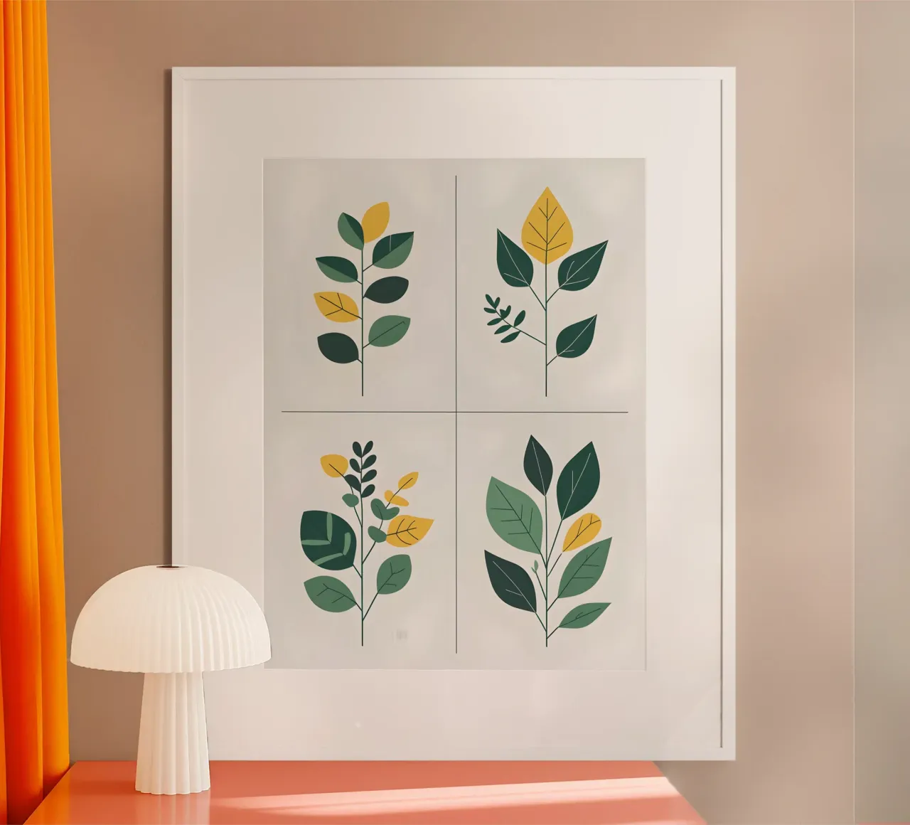Griglia botanica poster con telaio in legno da The Green Room