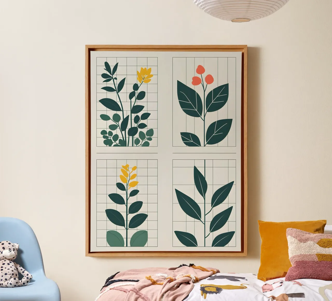 Botanisch raster canvas met Baklijst van The Green Room