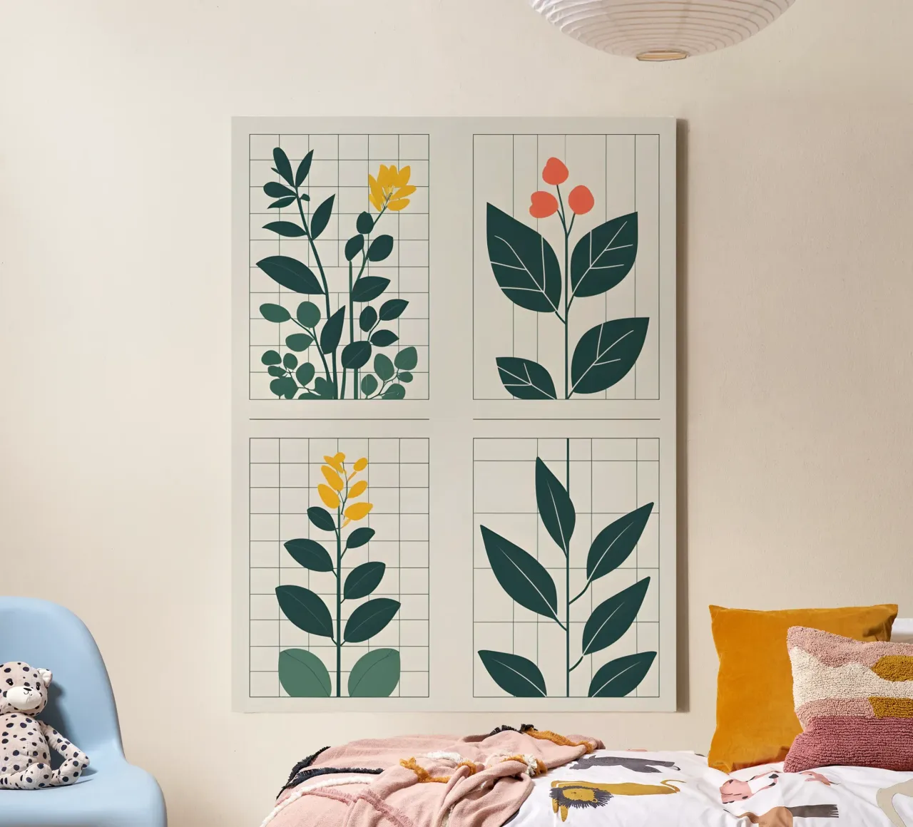 Botanisch raster canvas met Baklijst van The Green Room