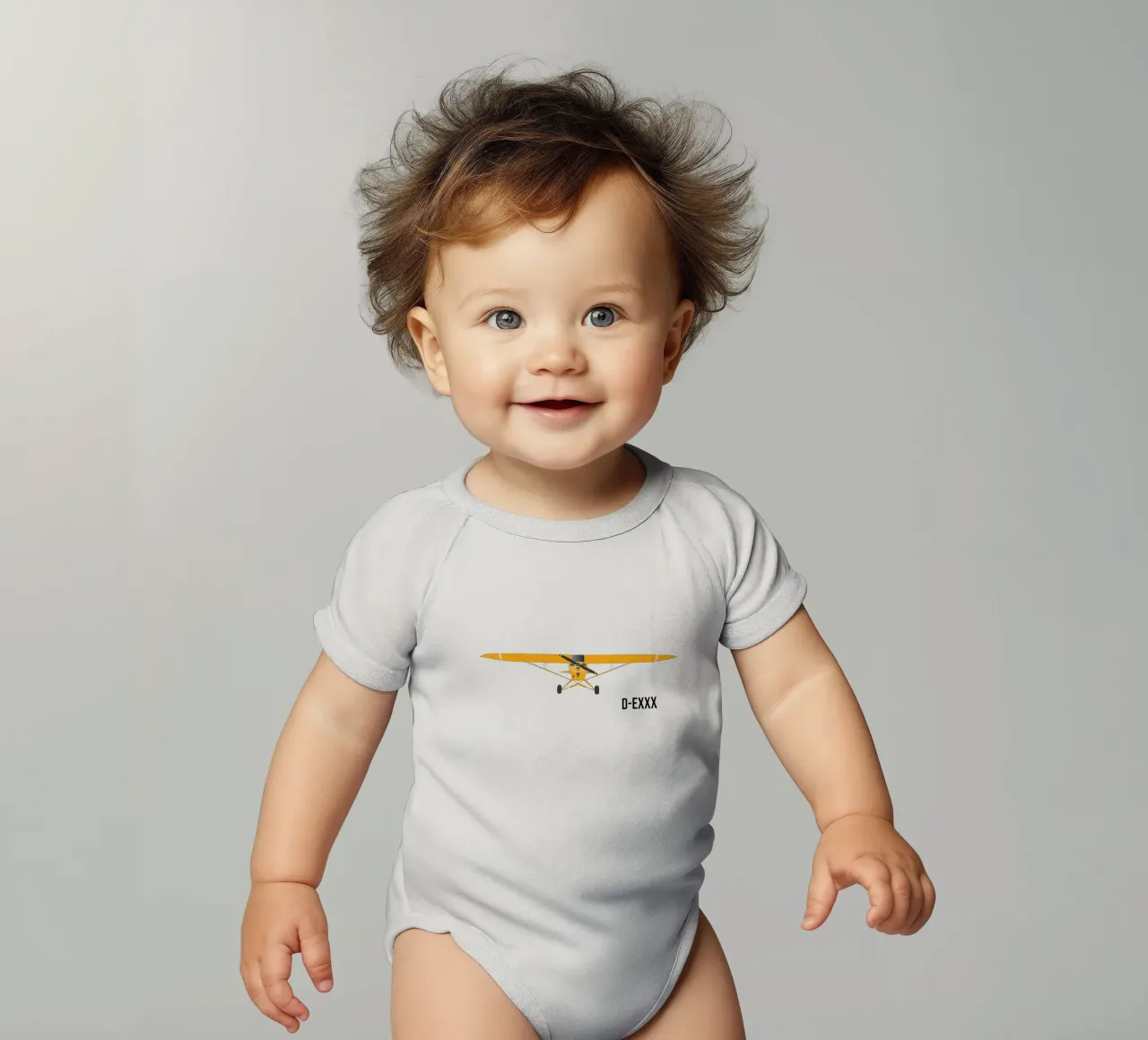 Piper Cub - La targa può essere personalizzata body neonato maniche corte da Fly & Camp