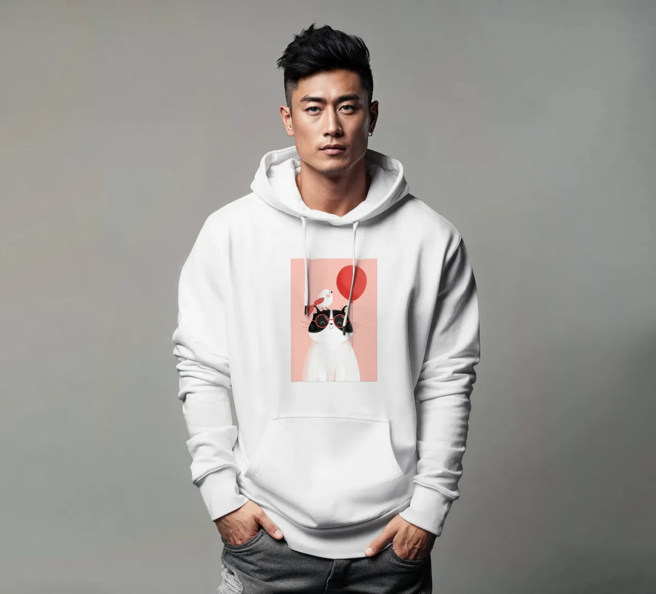 Cool Cat, Tiny Bird felpa con cappuccio da Kiara