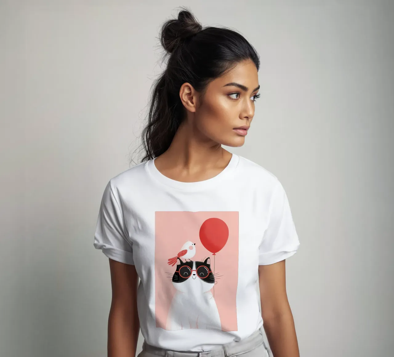 Cool Cat, Tiny Bird t-shirt da Kiara