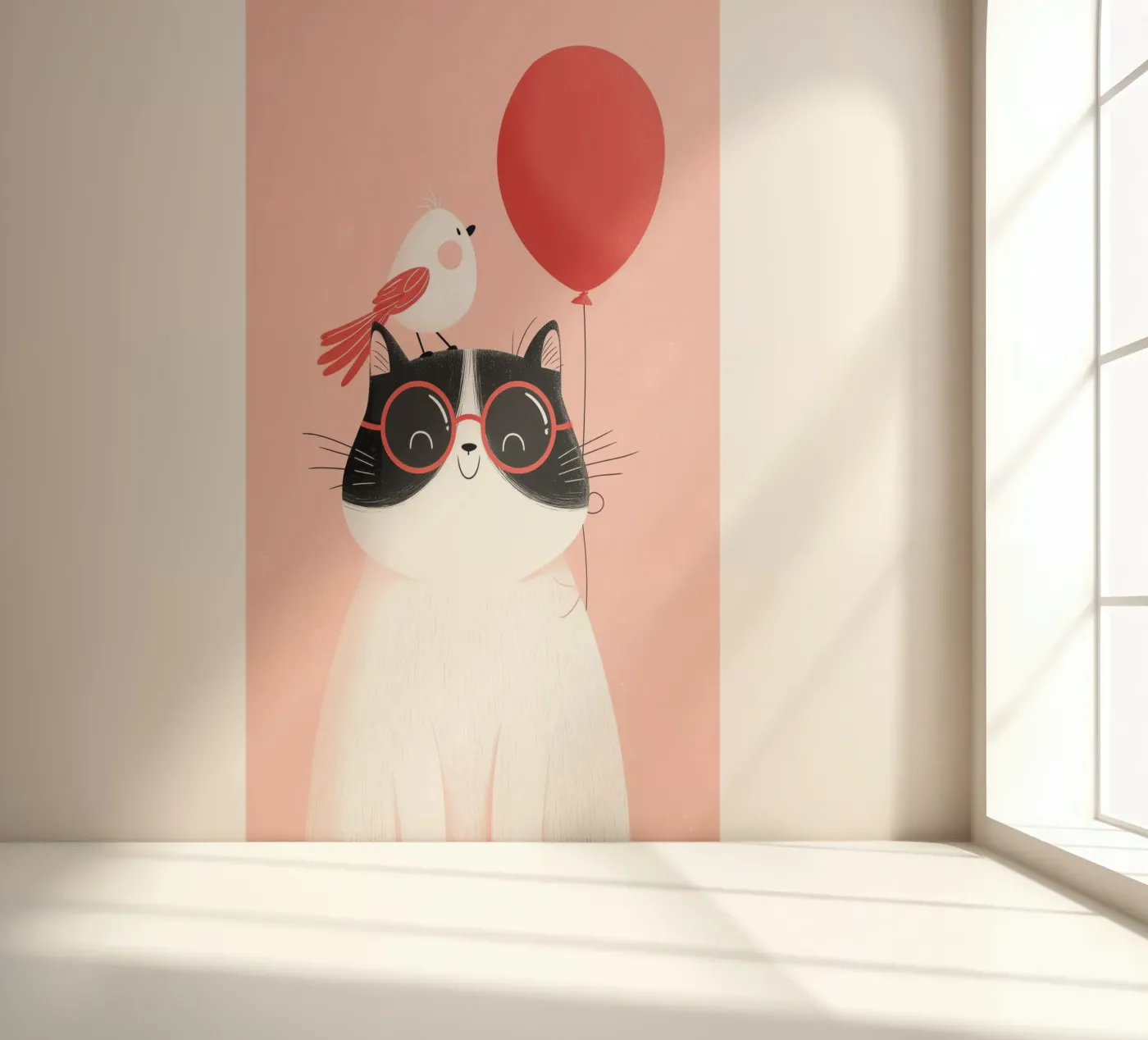 Cool Cat, Tiny Bird fotobehang van Kiara