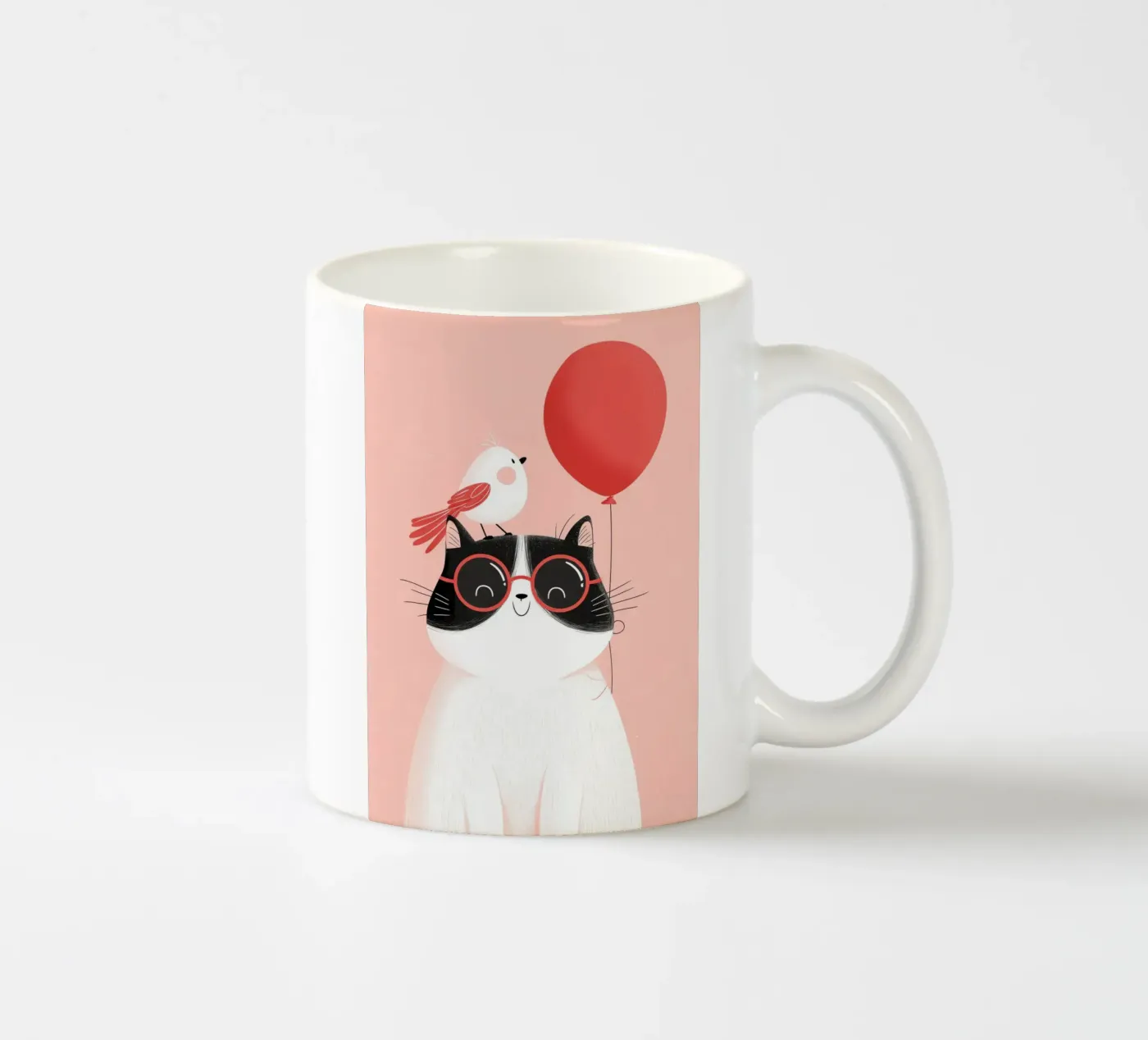 Cool Cat, Tiny Bird ceramic mug by Kiara