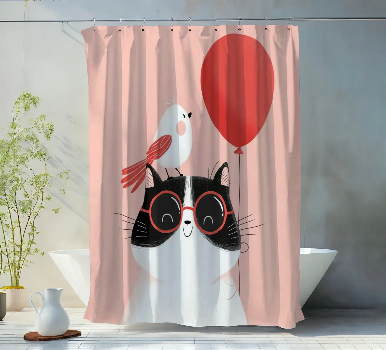 Cool Cat, Tiny Bird tenda da doccia da Kiara