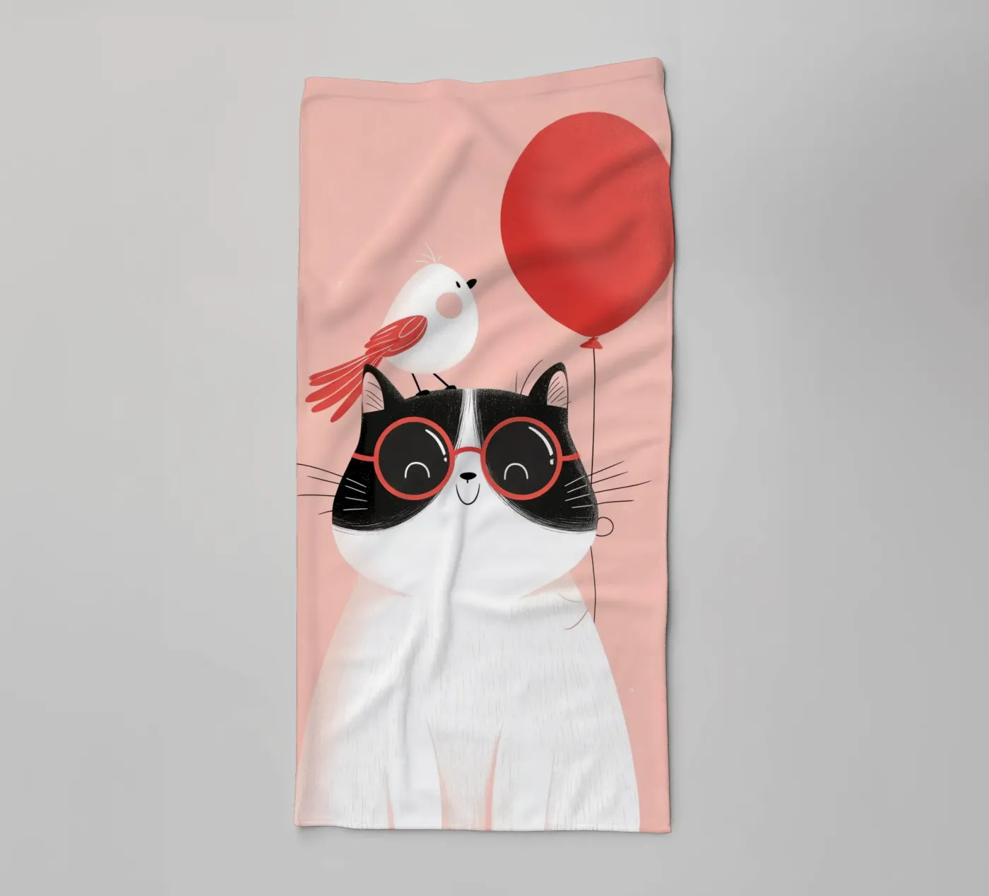 Cool Cat, Tiny Bird badhanddoek van Kiara