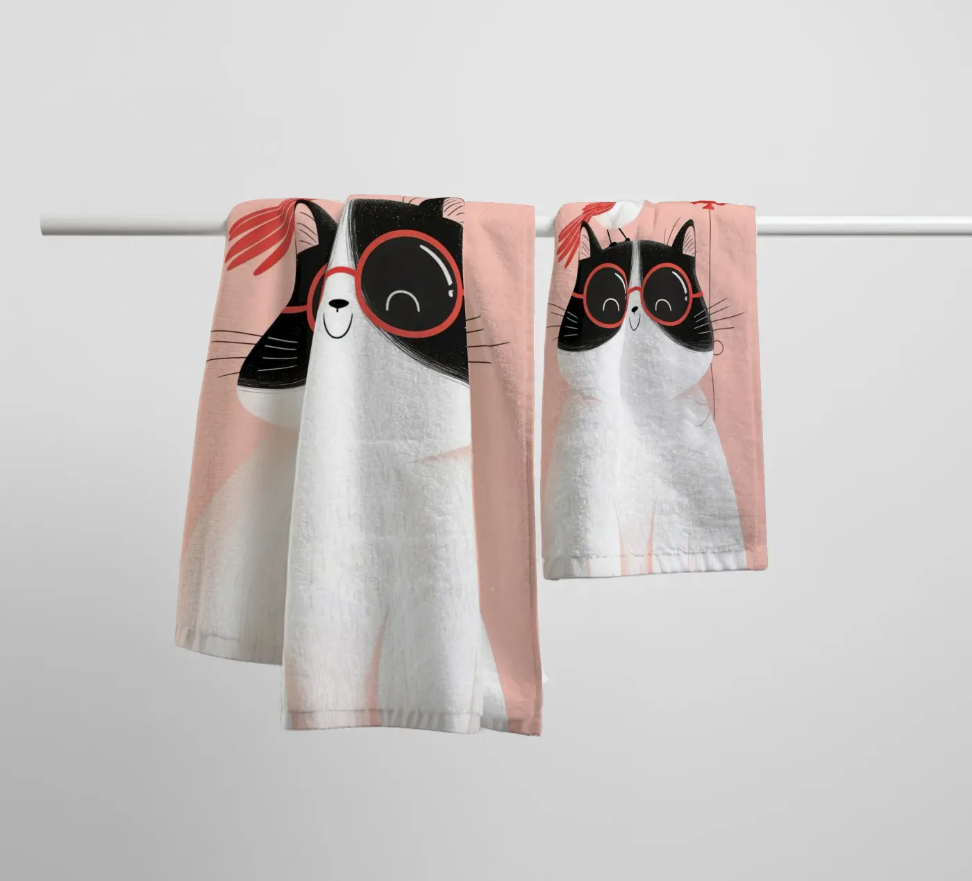 Cool Cat, Tiny Bird badhanddoek van Kiara
