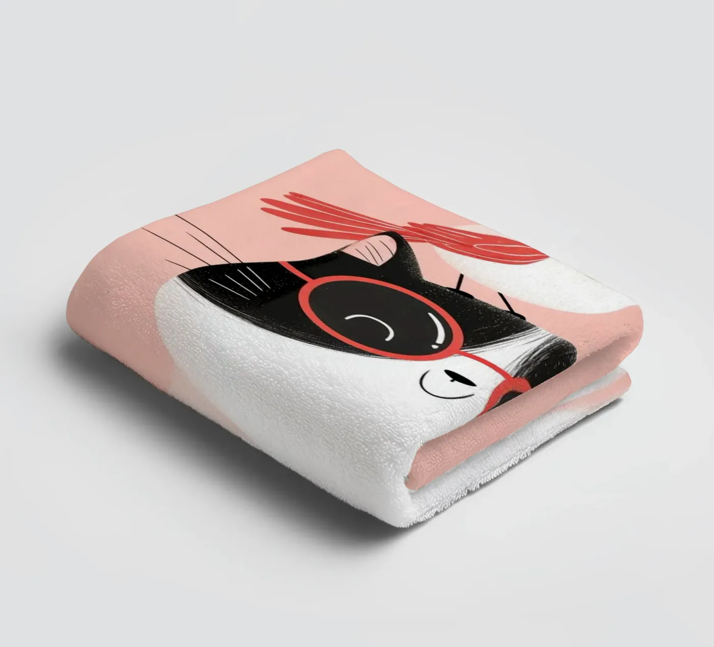 Cool Cat, Tiny Bird badhanddoek van Kiara