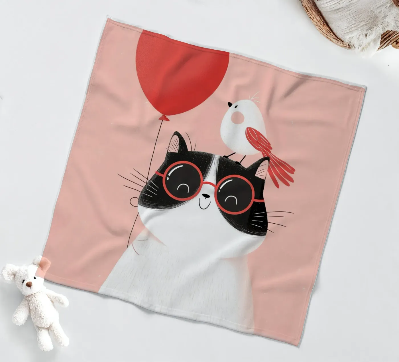 Cool Cat, Tiny Bird Fleecedecke von Kiara