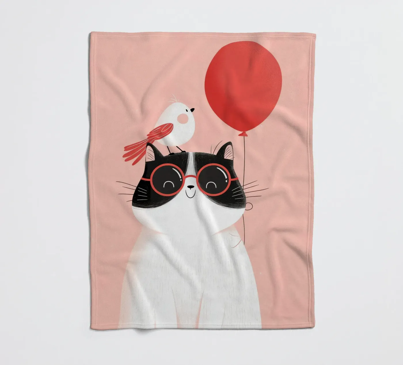 Cool Cat, Tiny Bird Fleecedecke von Kiara