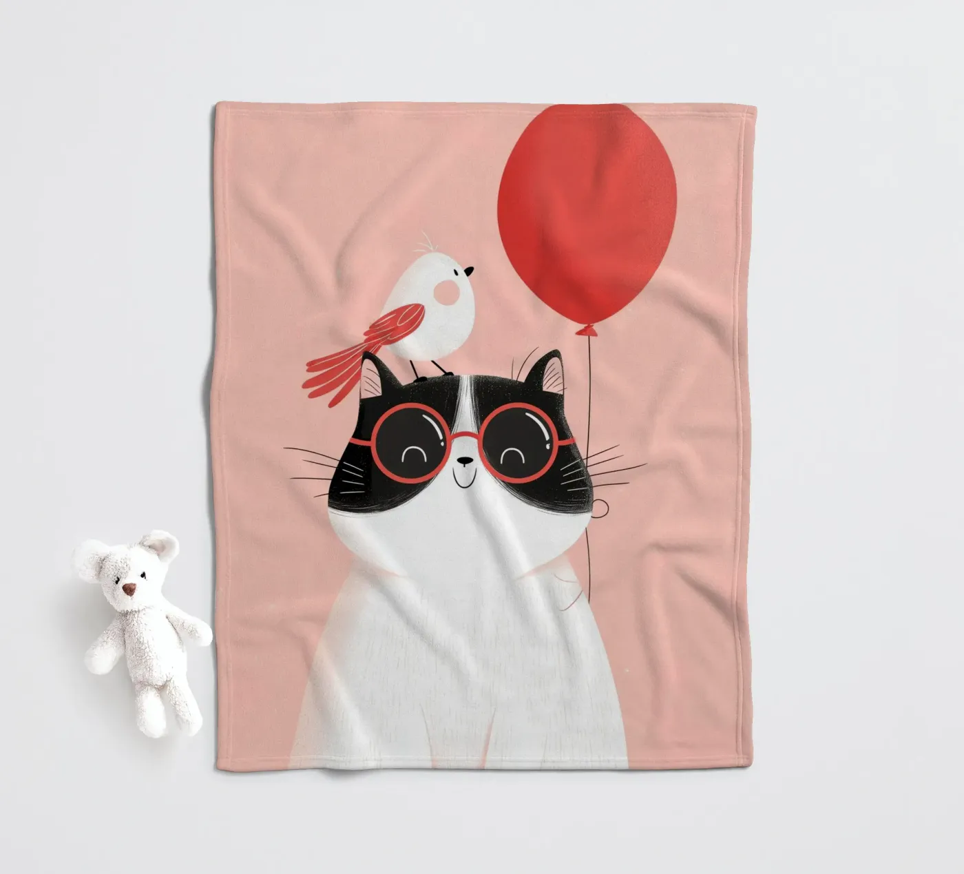 Cool Cat, Tiny Bird Fleecedecke von Kiara