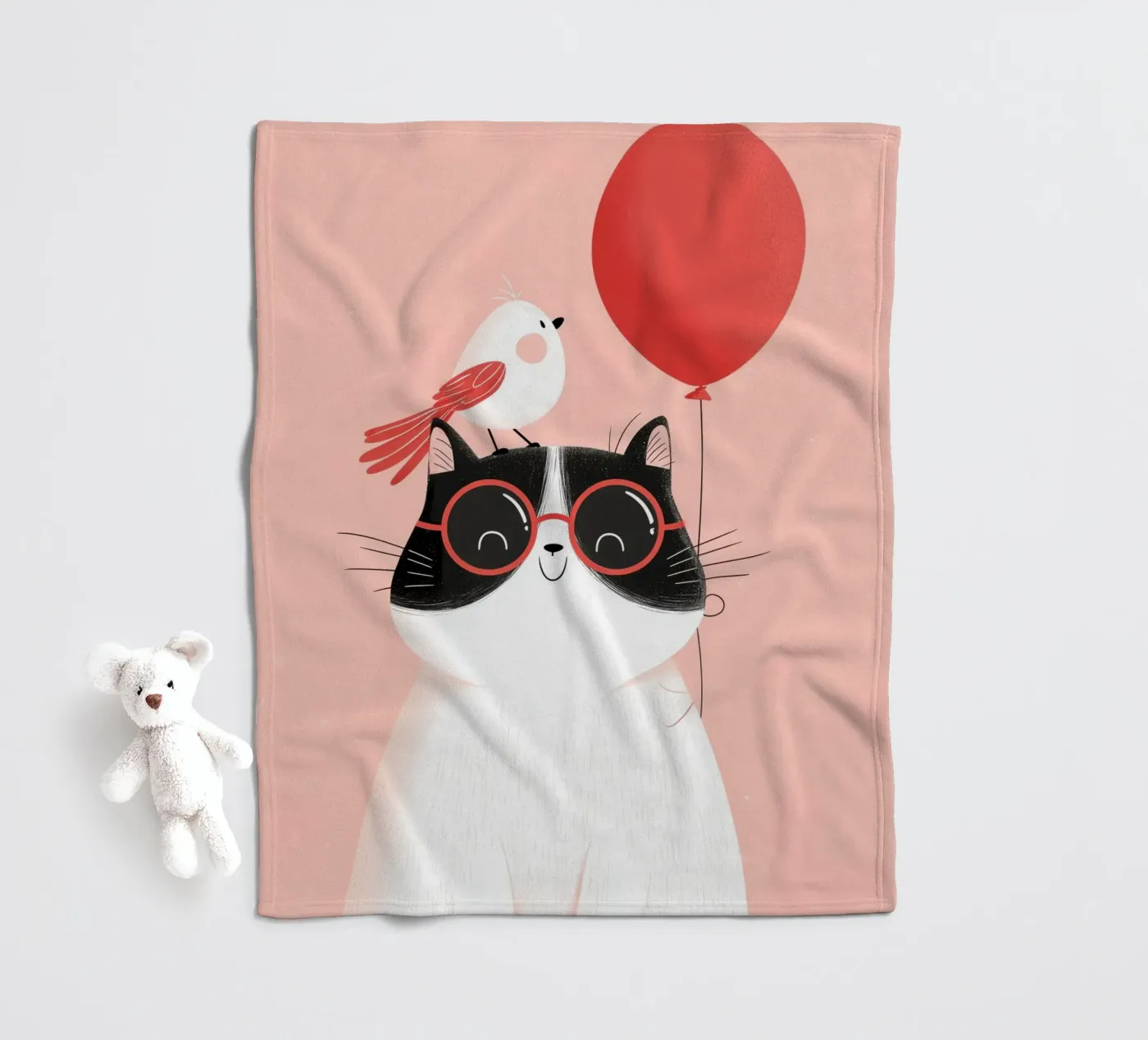 Cool Cat, Tiny Bird Fleecedecke von Kiara