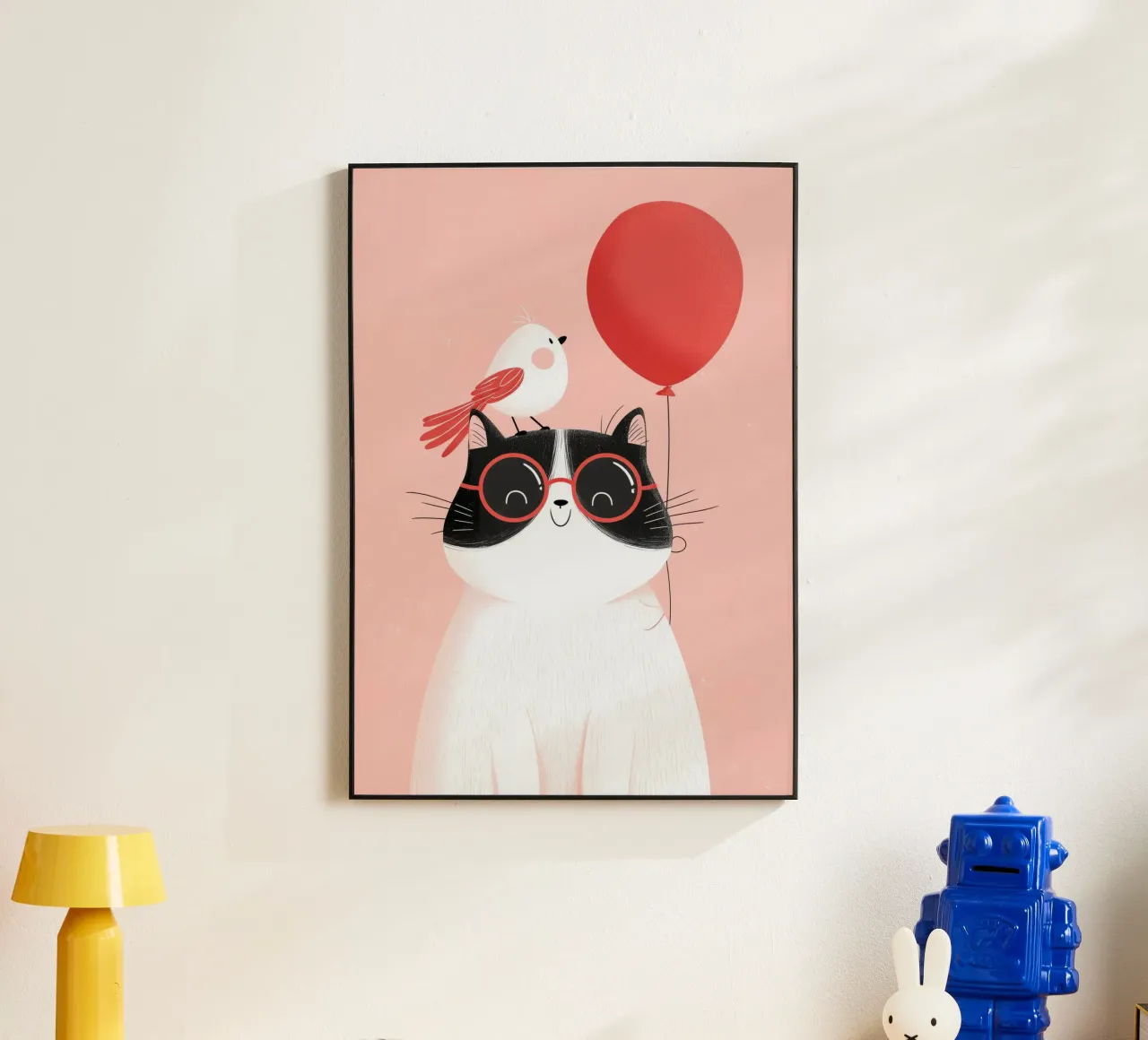 Cool Cat, Tiny Bird alluminio dibond da Kiara