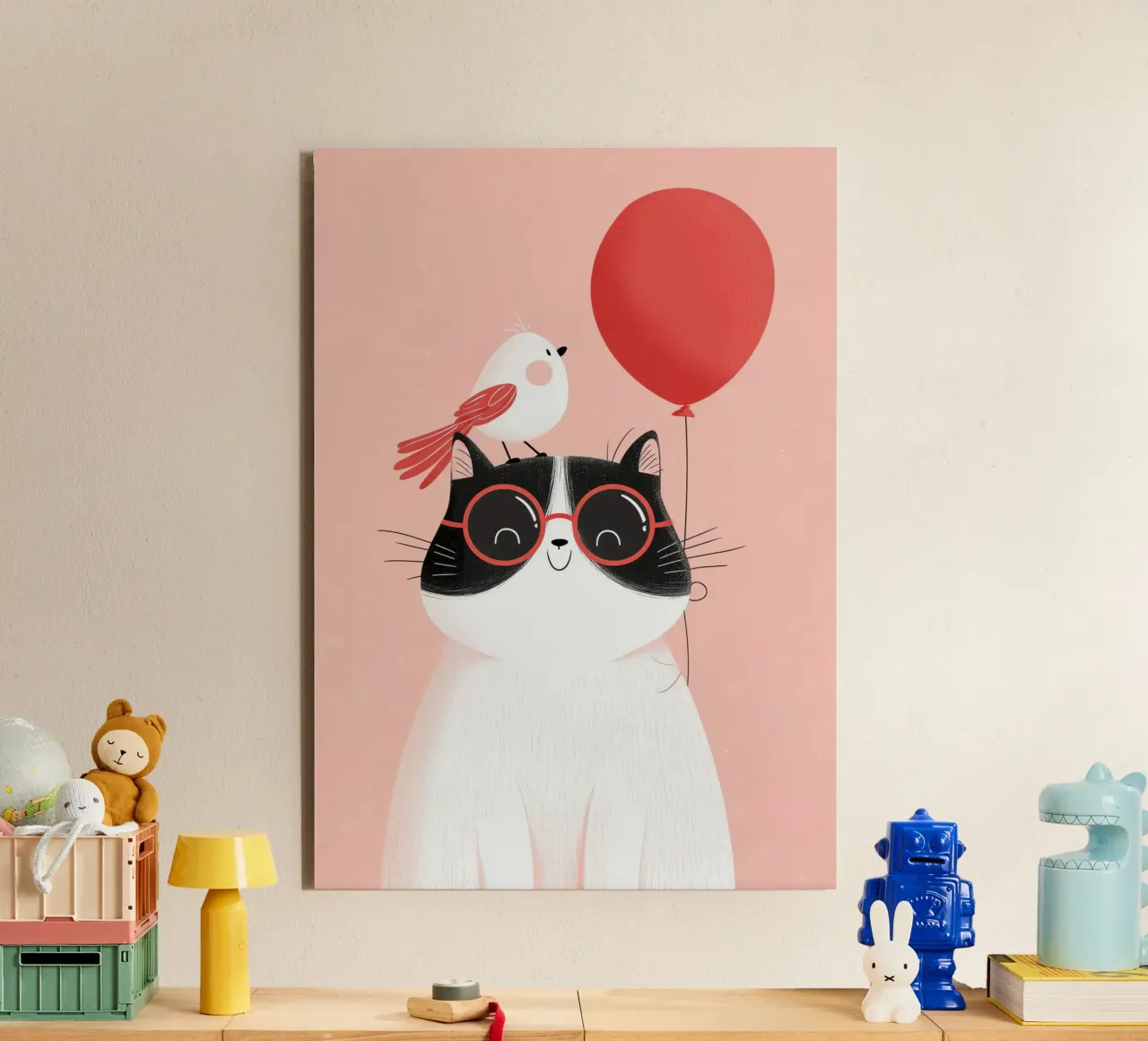 Cool Cat, Tiny Bird alluminio dibond da Kiara