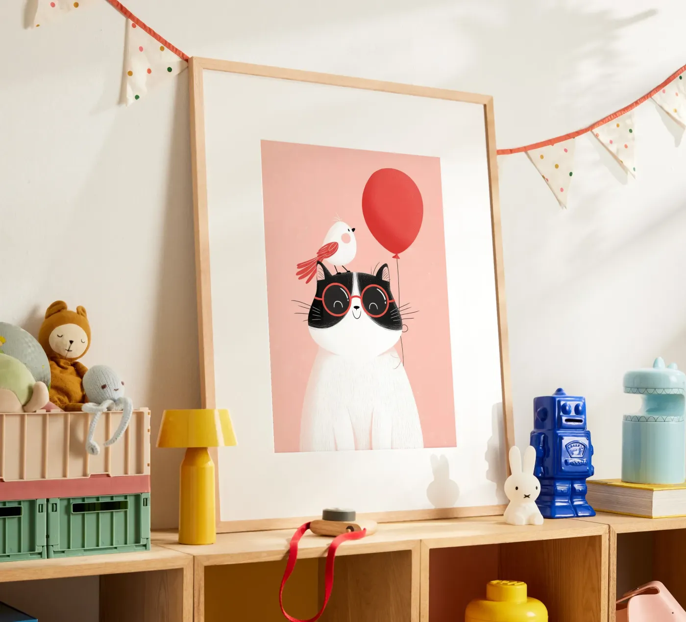 Cool Cat, Tiny Bird poster van Kiara