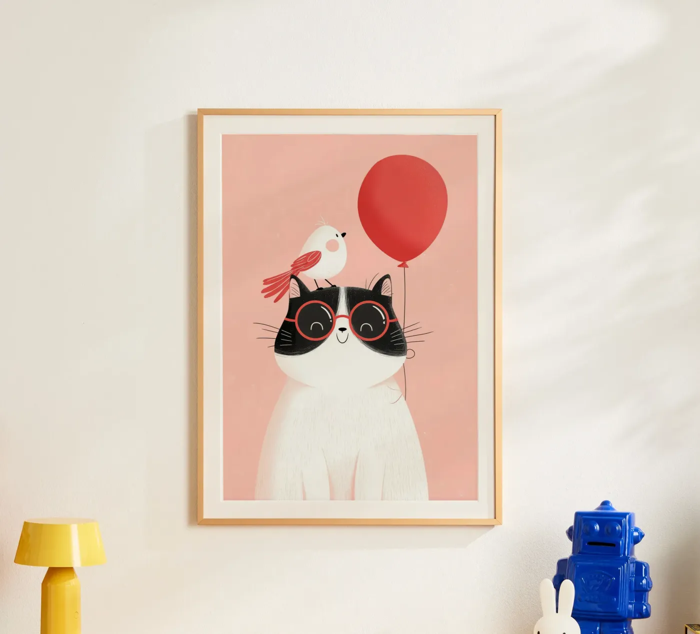 Cool Cat, Tiny Bird poster van Kiara