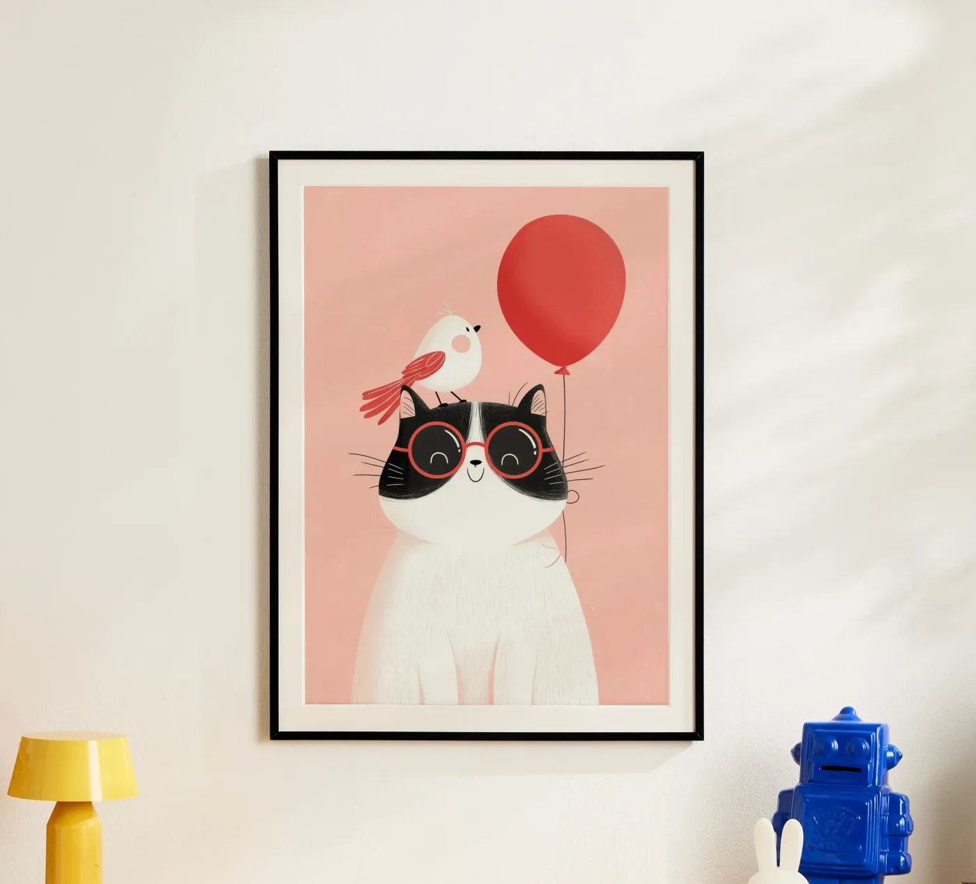 Cool Cat, Tiny Bird poster van Kiara