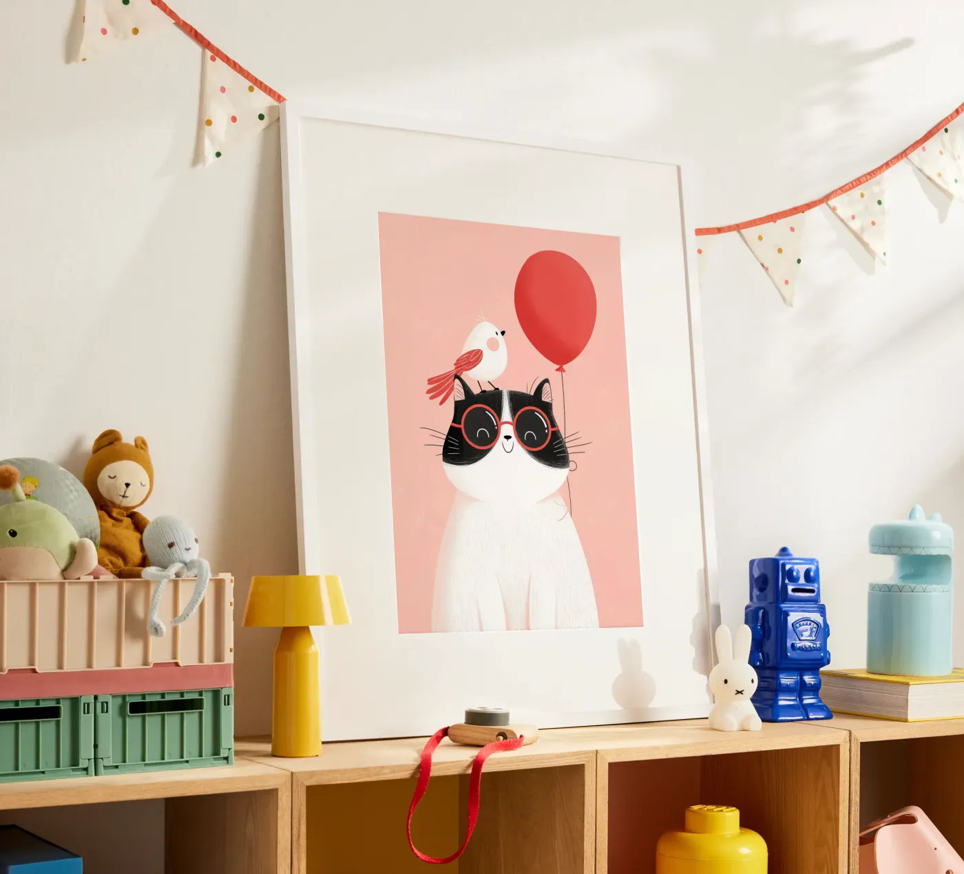 Cool Cat, Tiny Bird poster van Kiara