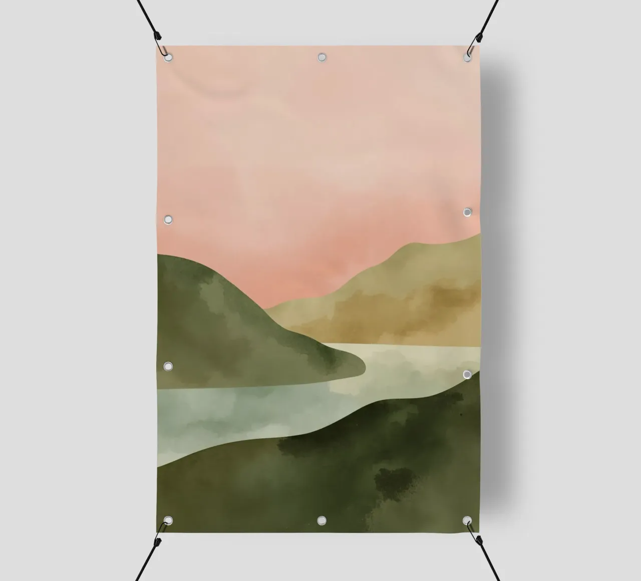 Paesaggio astratto di colline e acqua telo in pvc da DesignDoodle