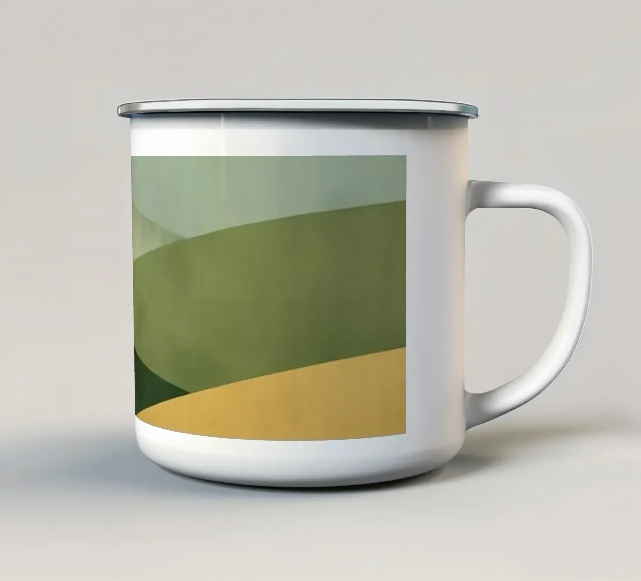 Paesaggio astratto con colline verdi tazza in smalto da DesignDoodle