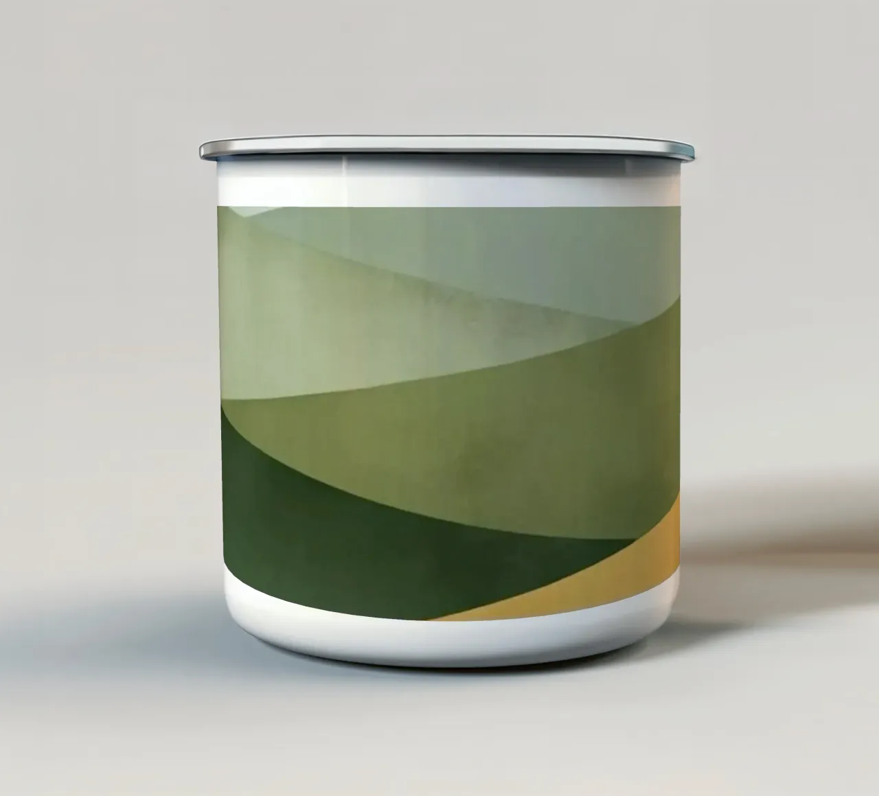 Paesaggio astratto con colline verdi tazza in smalto da DesignDoodle