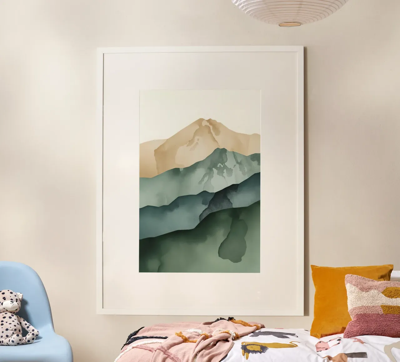 Abstraktes Aquarell Grüne Berge Poster von DesignDoodle