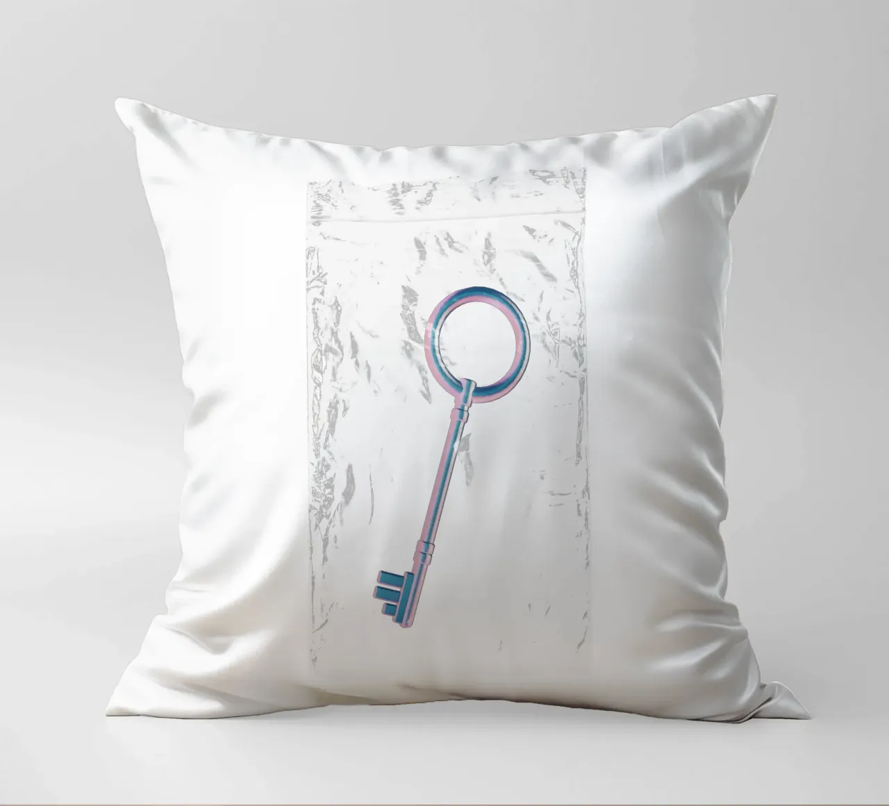 chiave iridescente in un sacchetto di plastica cuscino da morphinaeblue
