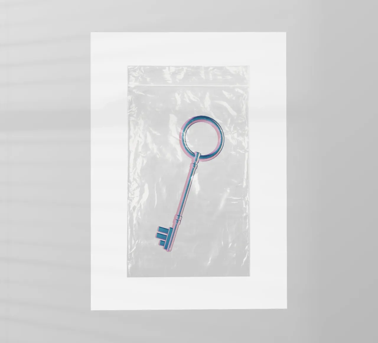 chiave iridescente in un sacchetto di plastica pellicola backlit da morphinaeblue