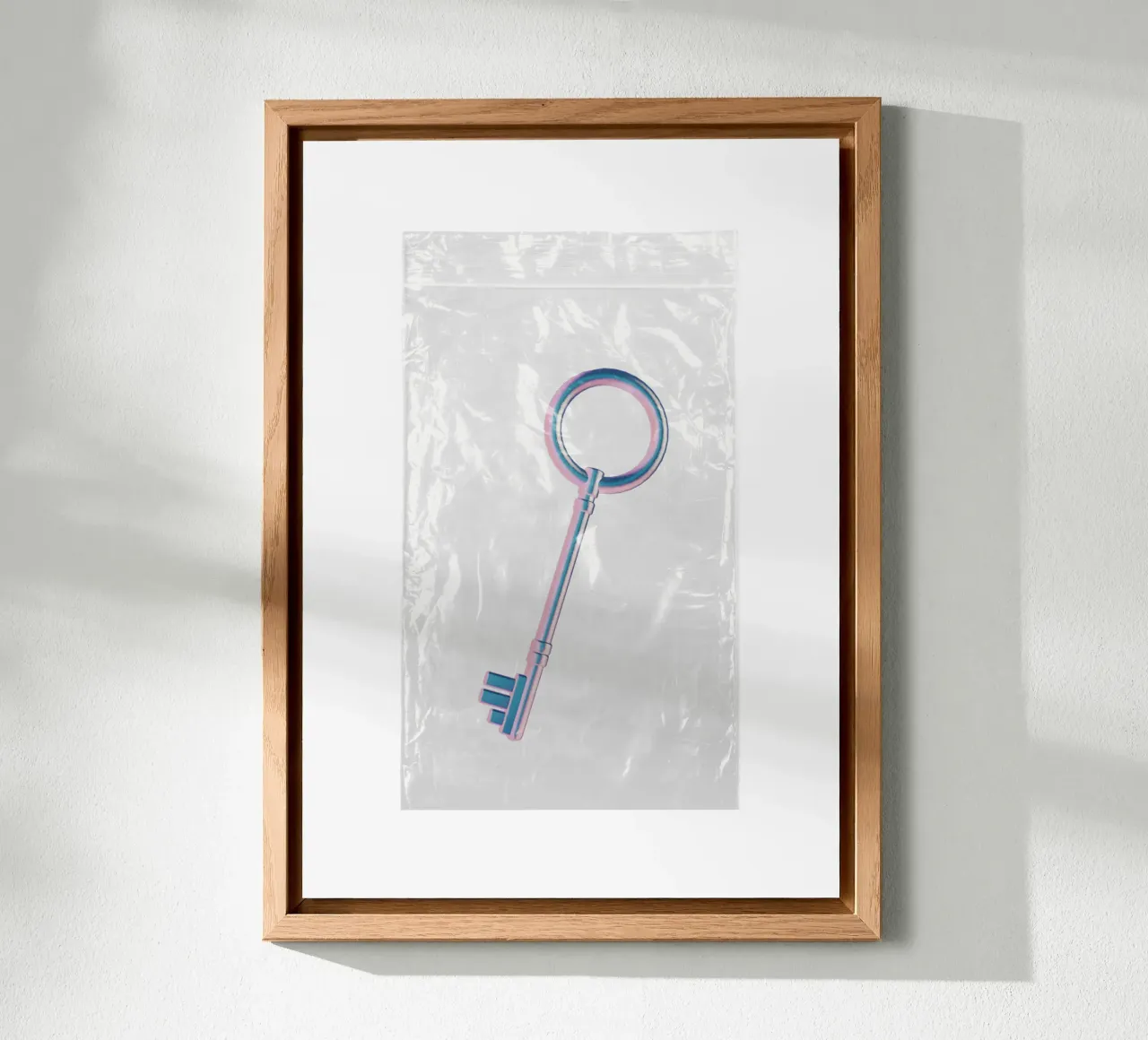 chiave iridescente in un sacchetto di plastica alluminio dibond da morphinaeblue