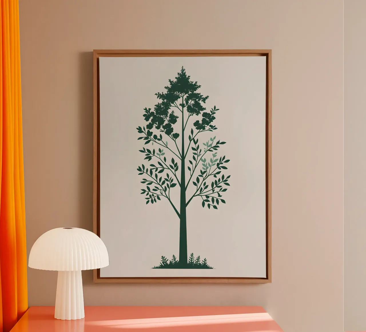 Eenvoudig boom silhouet canvas met Baklijst van The Green Room