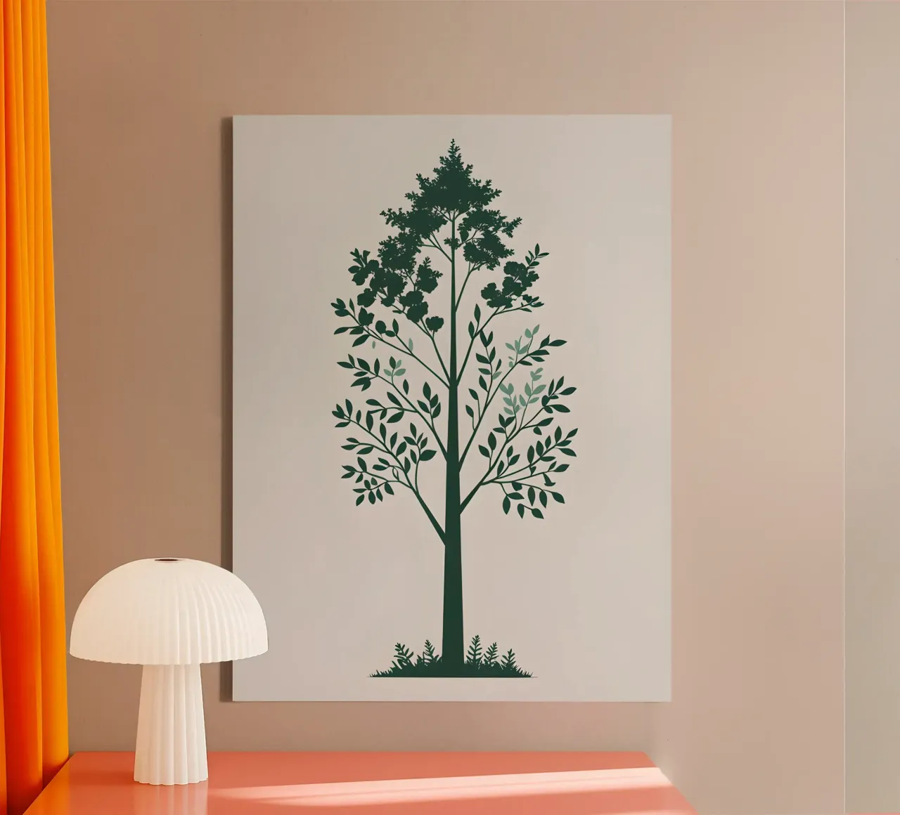 Eenvoudig boom silhouet canvas met Baklijst van The Green Room