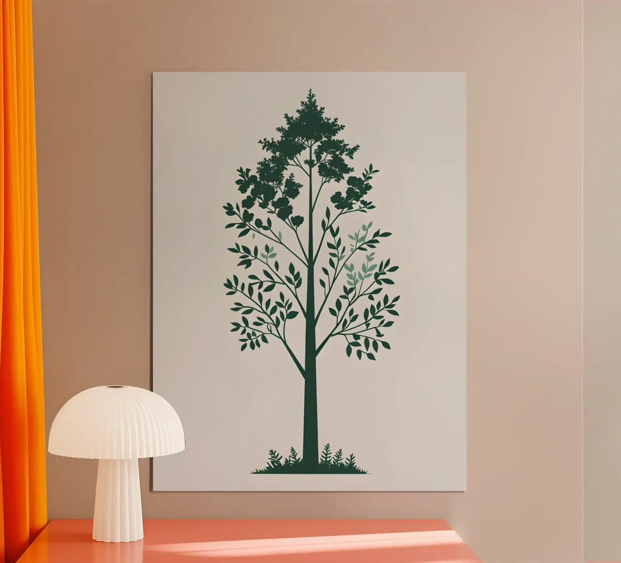 Silhouette di albero semplice poster con telaio in legno da The Green Room