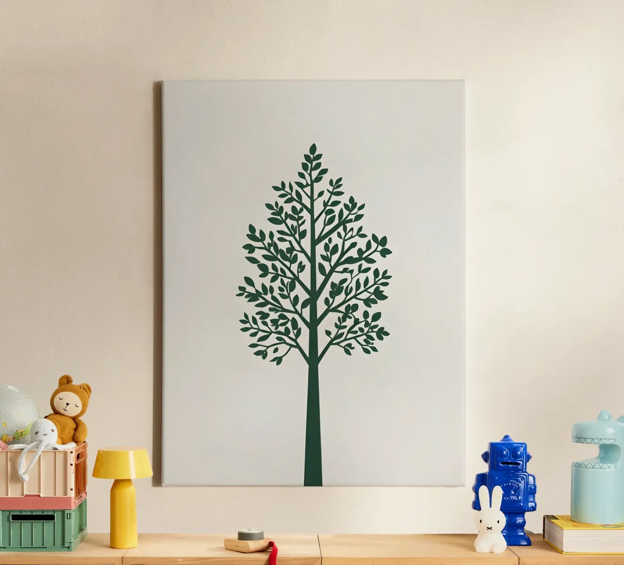 Simple Tree Silhouette Leinwand mit Schattenfugenrahmen von The Green Room