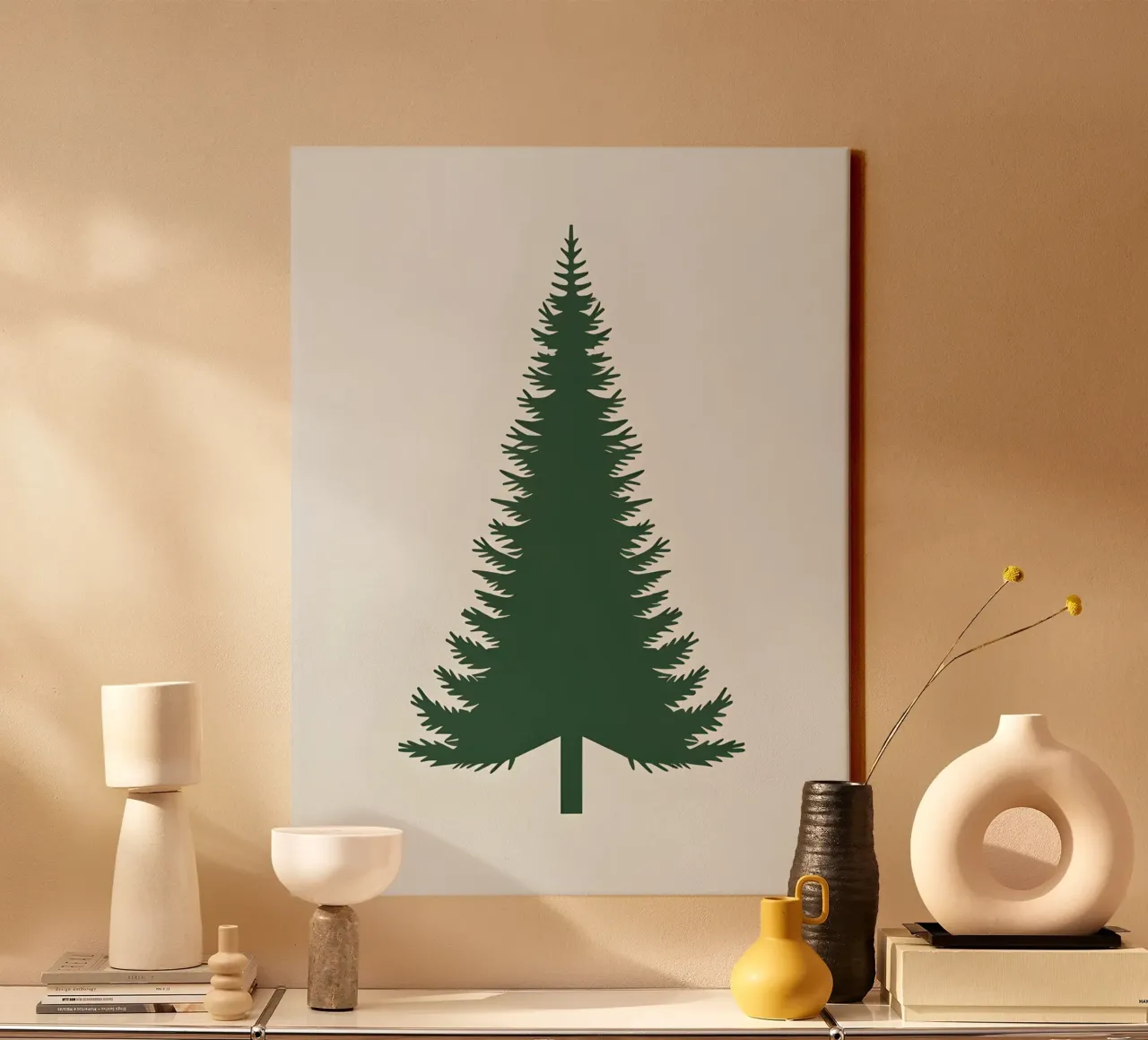 Dennenboom Driehoek canvas met Baklijst van The Green Room