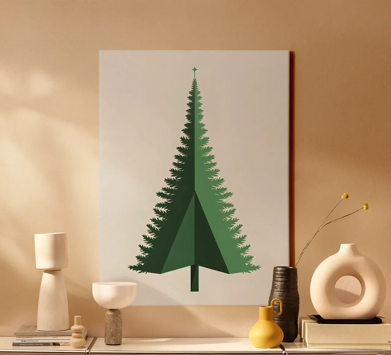Dennenboom Driehoek canvas met Baklijst van The Green Room