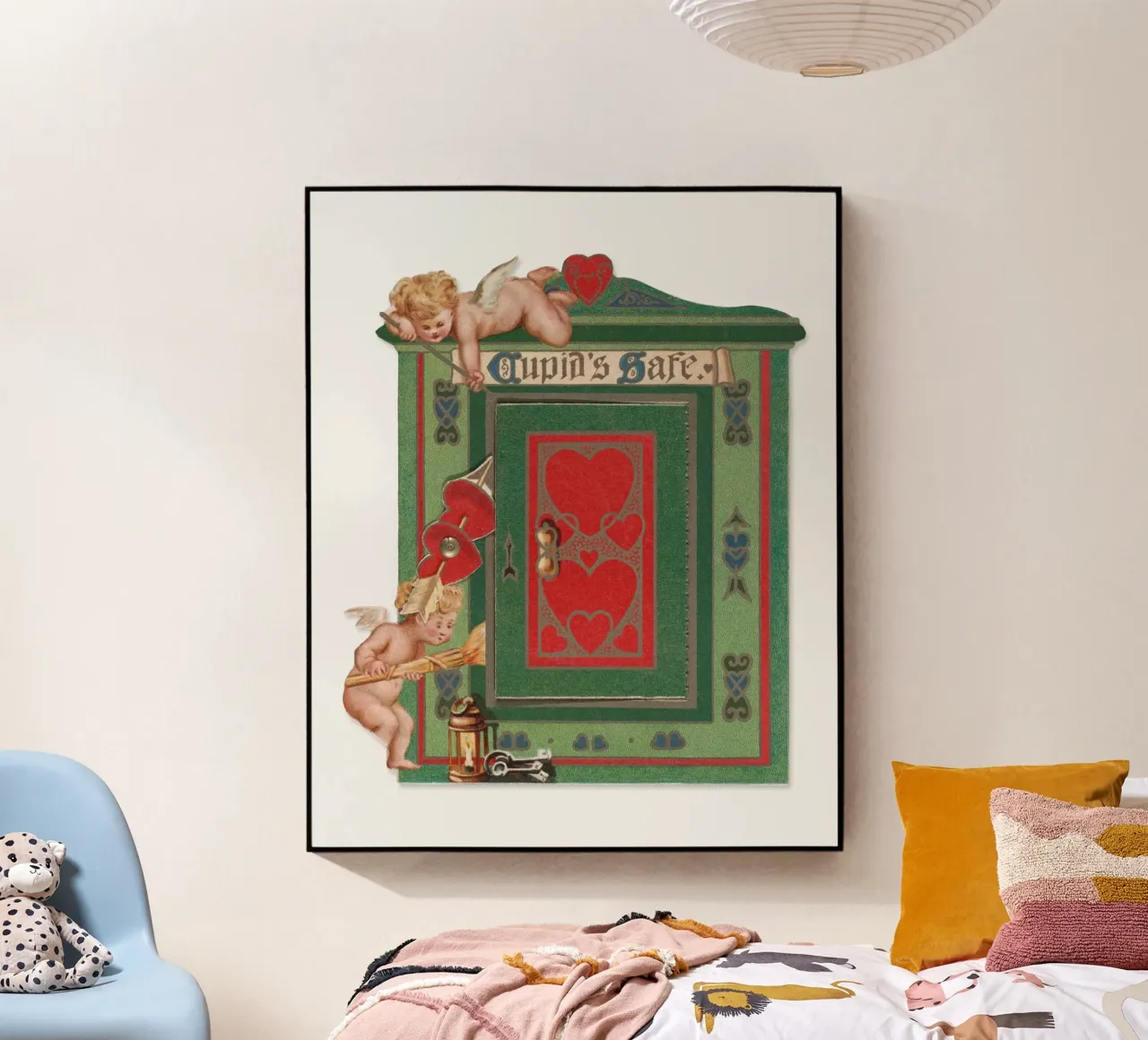Cupids with safe and money plexiglass da vintageshop
