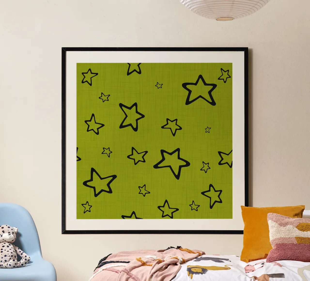 Stella verde sparsa - Punk Halloween Gothic poster con telaio in alluminio da susanacosta