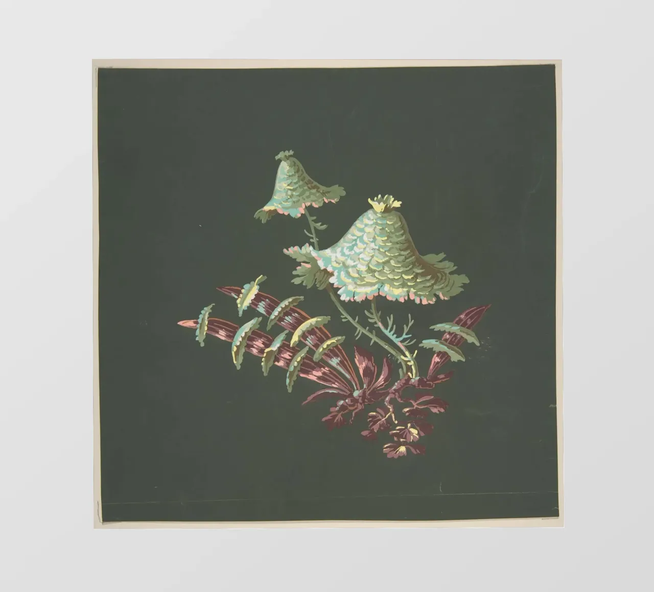 Two Hat-Shaped Chinoiserie Flowers with Fanciful telo in pvc da vintageshop