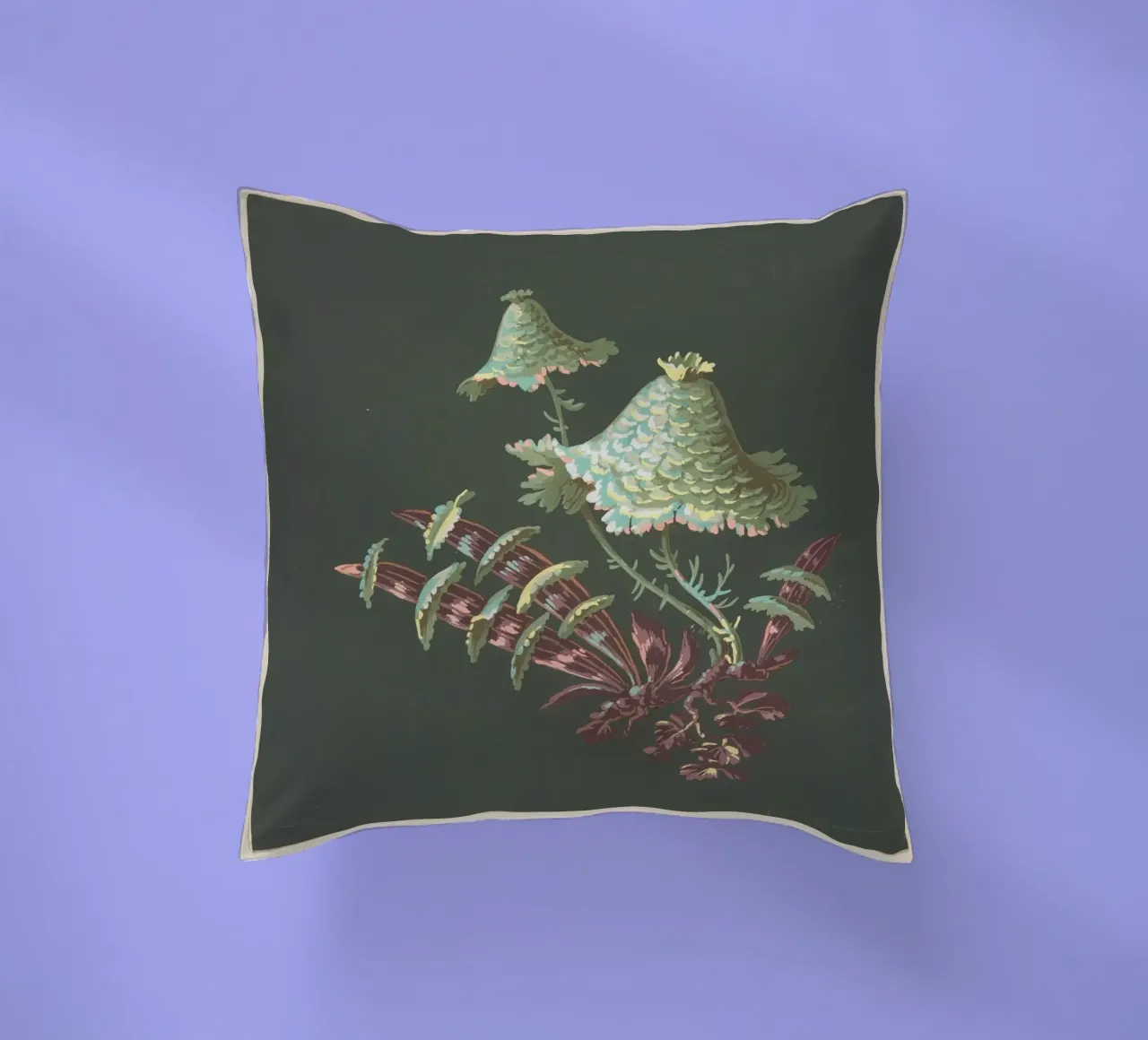 Two Hat-Shaped Chinoiserie Flowers with Fanciful cuscino da vintageshop