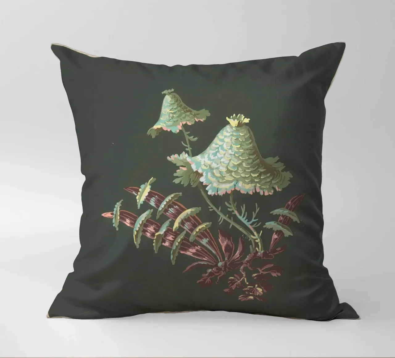 Two Hat-Shaped Chinoiserie Flowers with Fanciful cuscino da vintageshop
