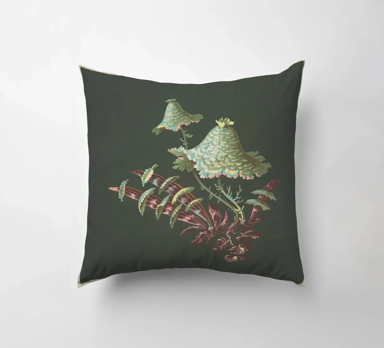 Two Hat-Shaped Chinoiserie Flowers with Fanciful cuscino da vintageshop